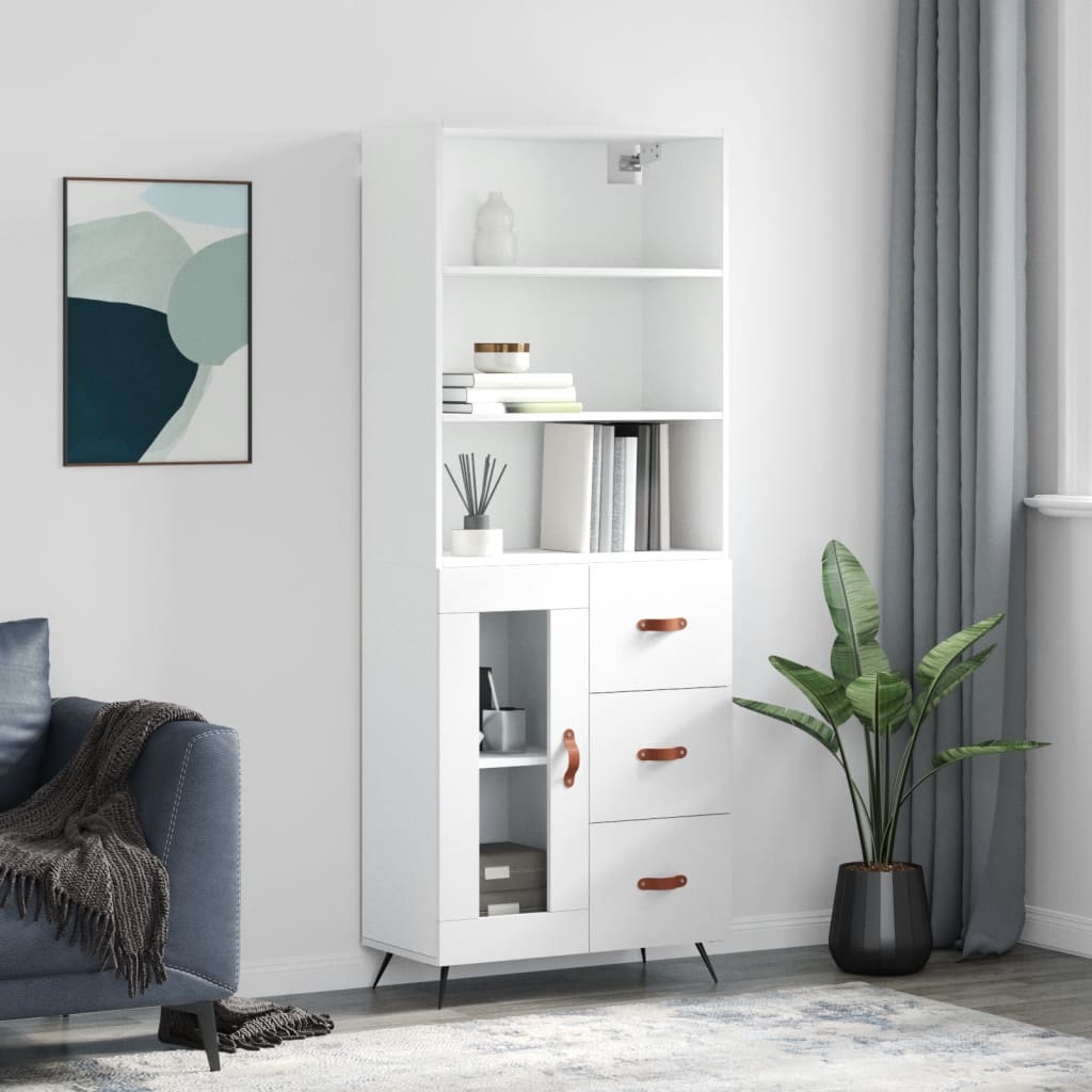 Highboard White 69,5x34x180 cm Engineered Wood