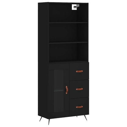 Highboard Black 69,5x34x180 cm Engineered Wood