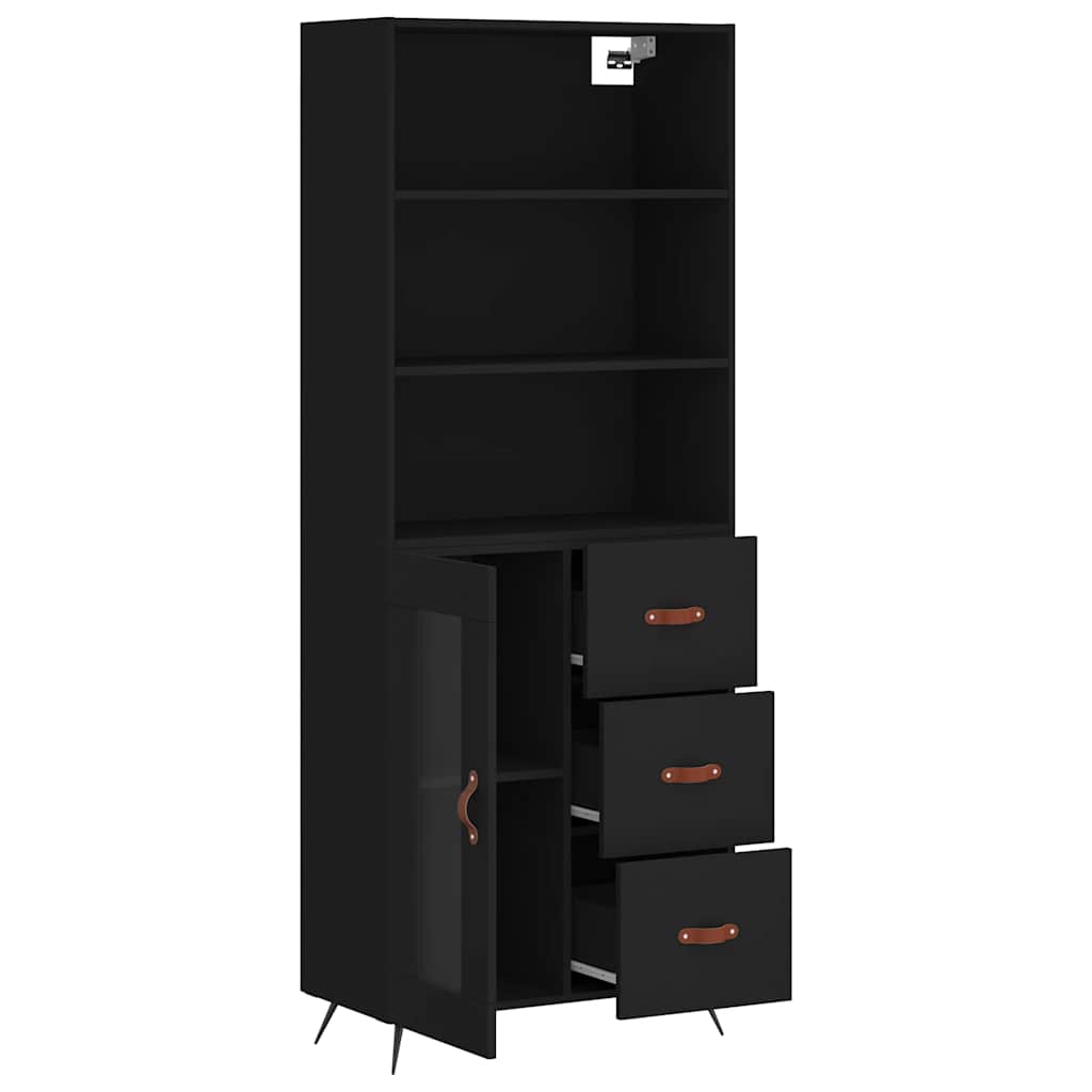 Highboard Black 69,5x34x180 cm Engineered Wood