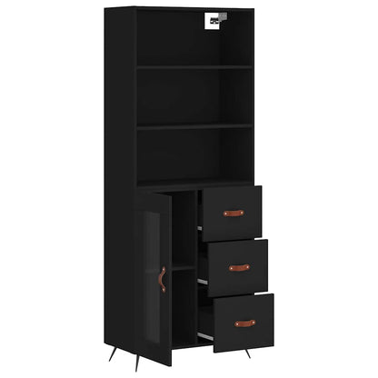 Highboard Black 69,5x34x180 cm Engineered Wood