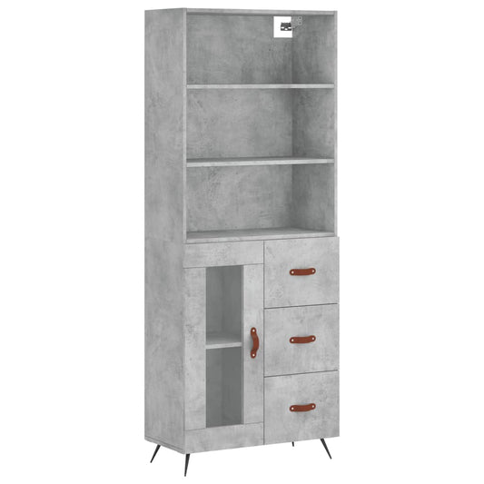 Highboard Concrete Grey 69,5x34x180 cm Engineered Wood