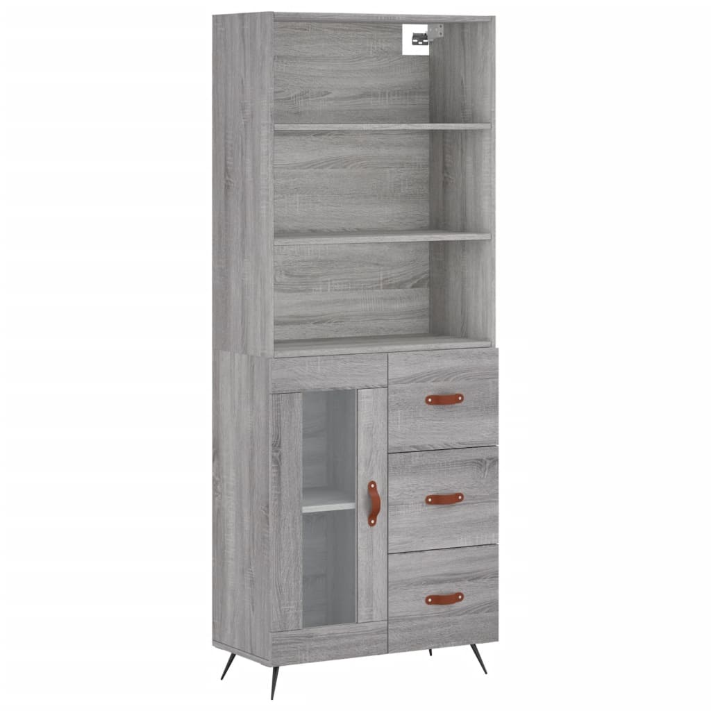 Highboard Grey Sonoma 69,5x34x180 cm Engineered Wood