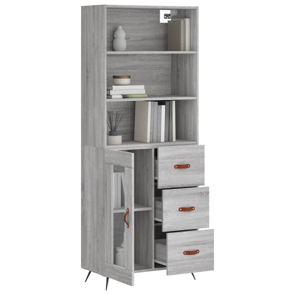 Highboard Grey Sonoma 69,5x34x180 cm Engineered Wood