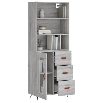 Highboard Grey Sonoma 69,5x34x180 cm Engineered Wood