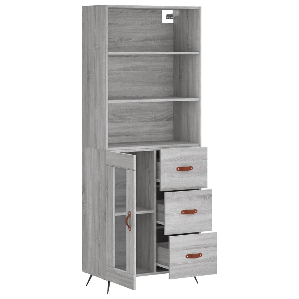 Highboard Grey Sonoma 69,5x34x180 cm Engineered Wood