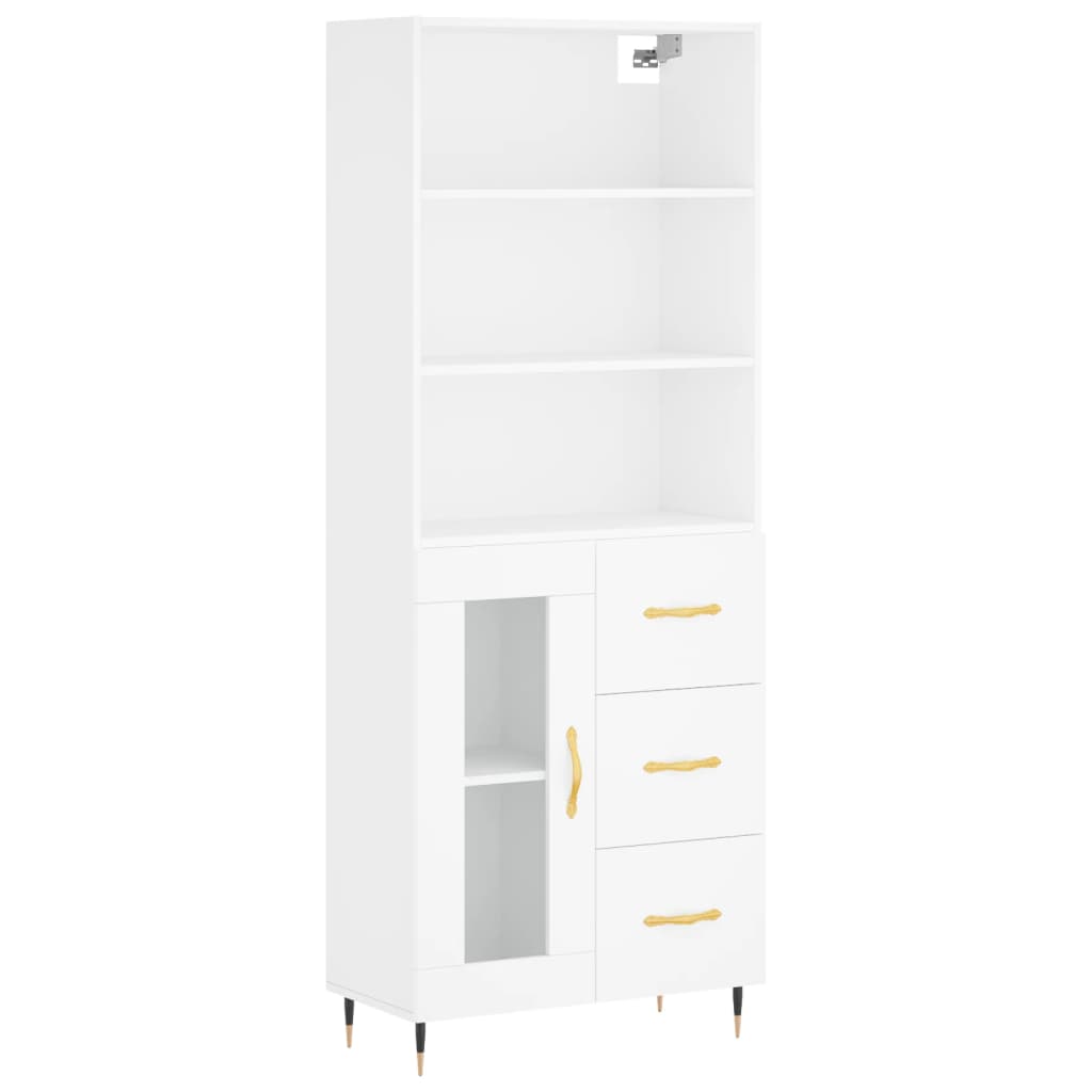 Highboard White 69,5x34x180 cm Engineered Wood