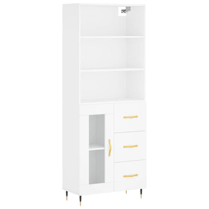 Highboard White 69,5x34x180 cm Engineered Wood