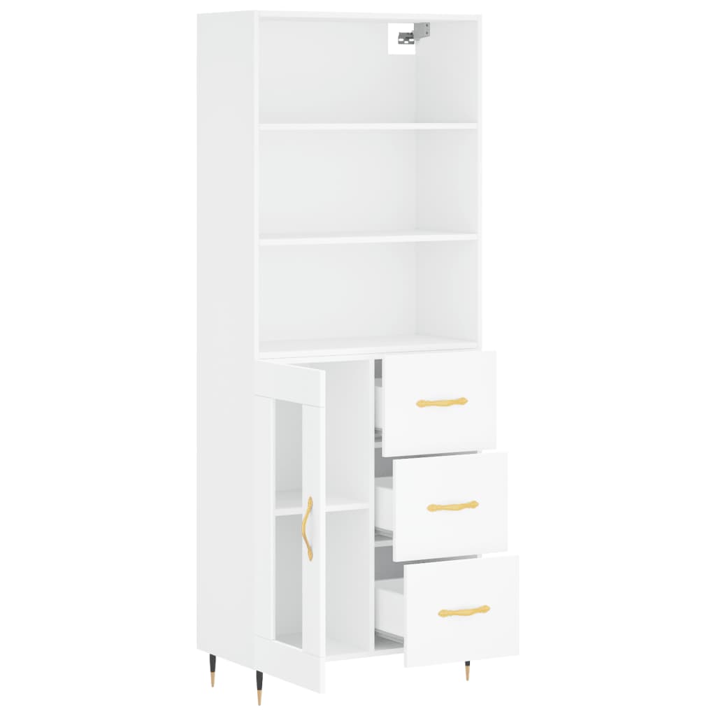 Highboard White 69,5x34x180 cm Engineered Wood