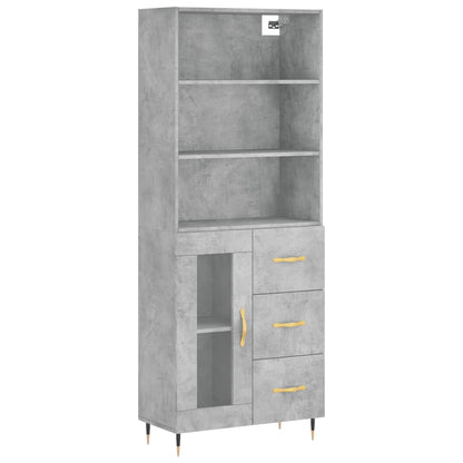 Highboard Concrete Grey 69,5x34x180 cm Engineered Wood