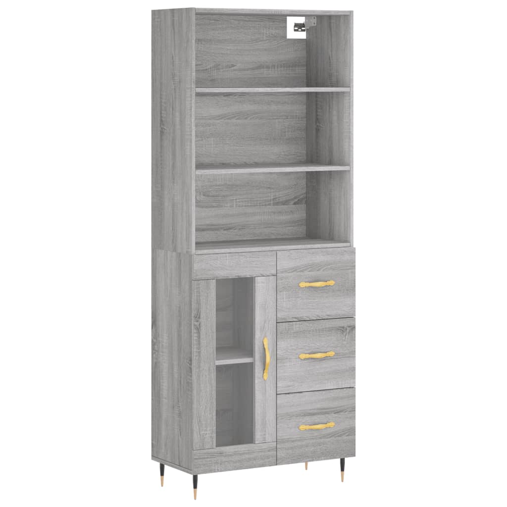 Highboard Grey Sonoma 69,5x34x180 cm Engineered Wood