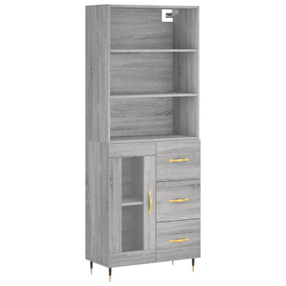 Highboard Grey Sonoma 69,5x34x180 cm Engineered Wood