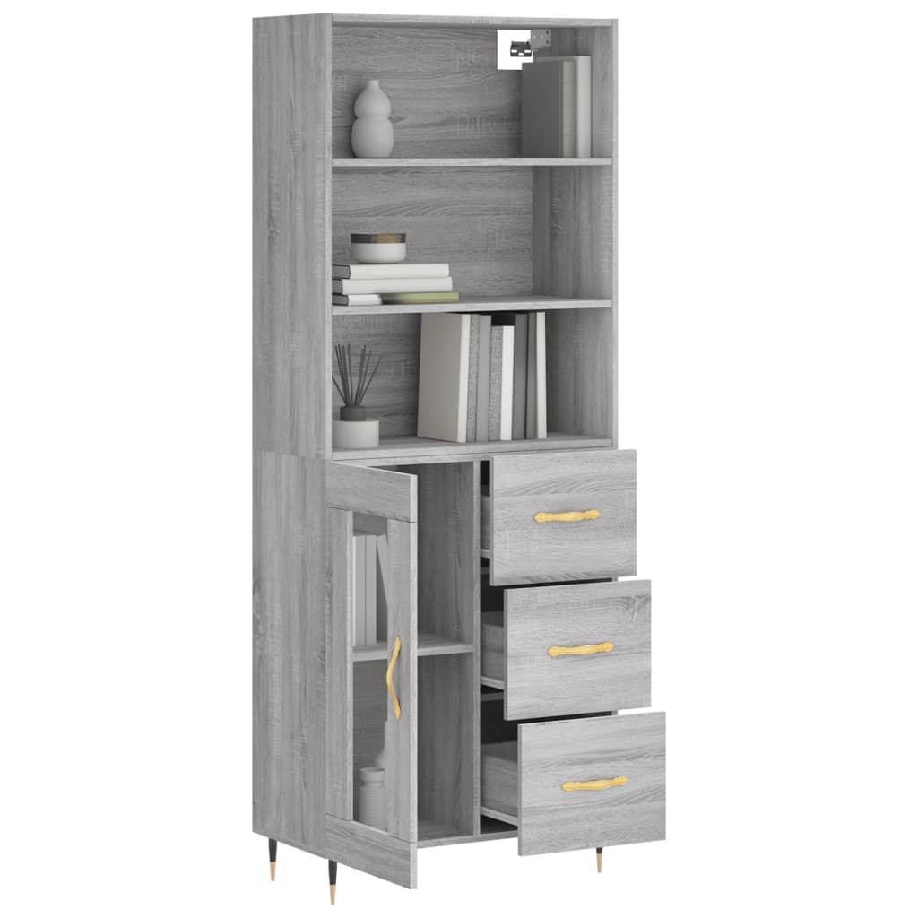 Highboard Grey Sonoma 69,5x34x180 cm Engineered Wood