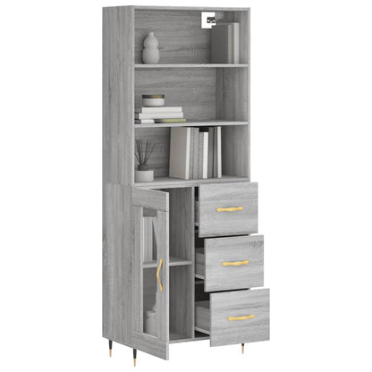 Highboard Grey Sonoma 69,5x34x180 cm Engineered Wood