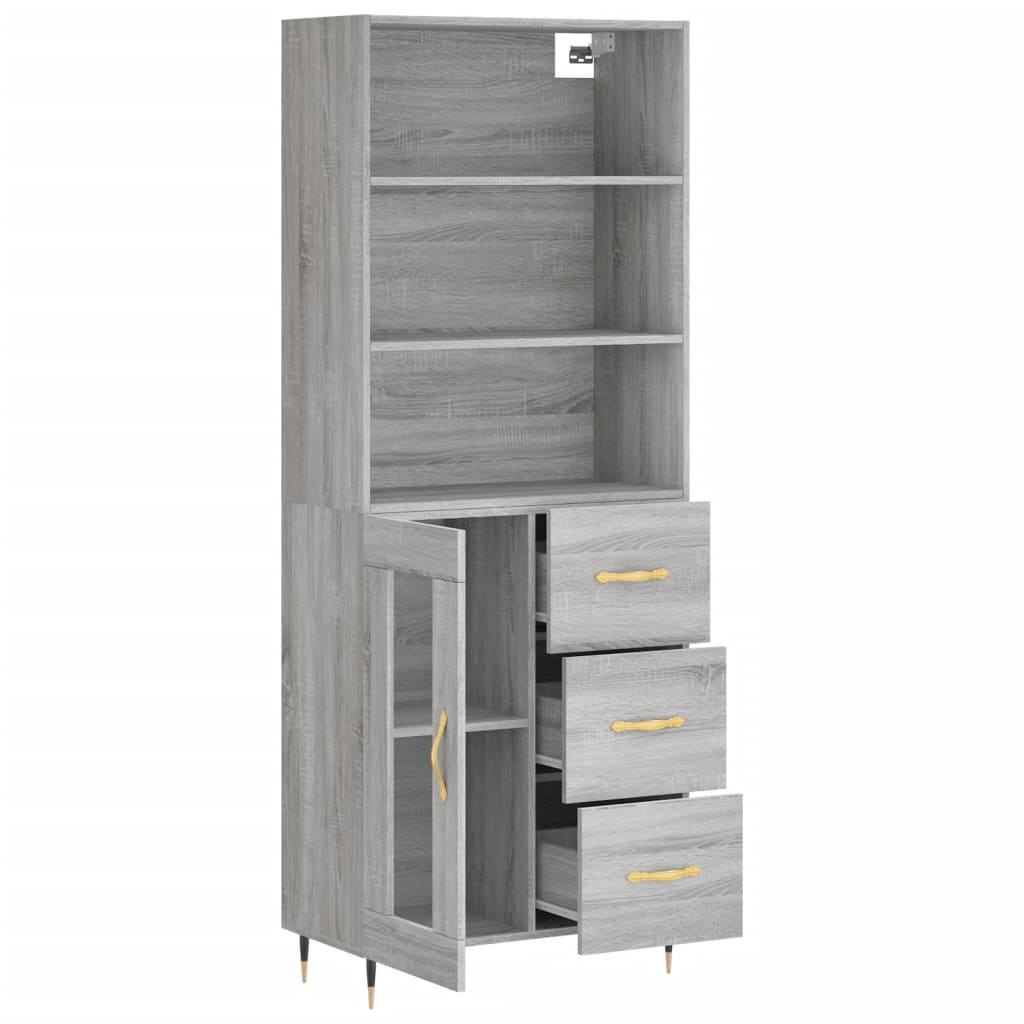 Highboard Grey Sonoma 69,5x34x180 cm Engineered Wood