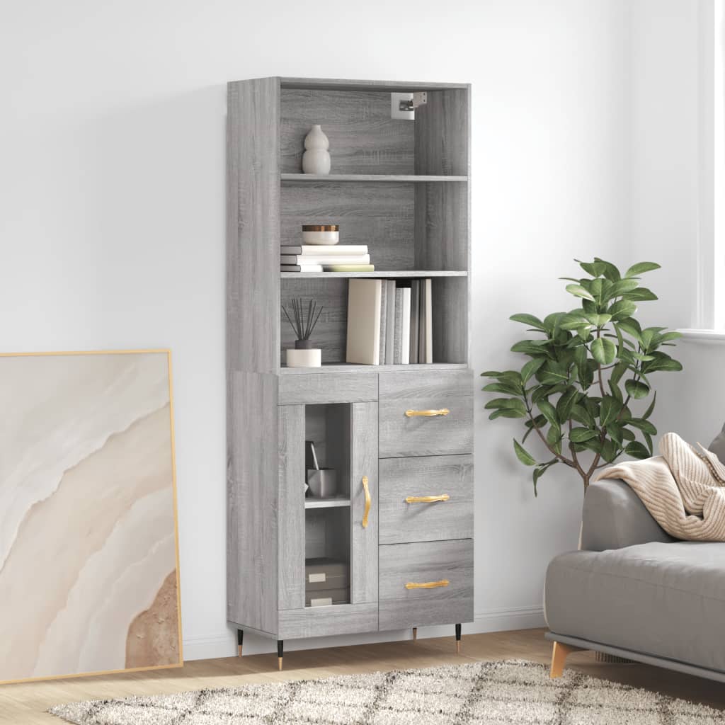 Highboard Grey Sonoma 69,5x34x180 cm Engineered Wood