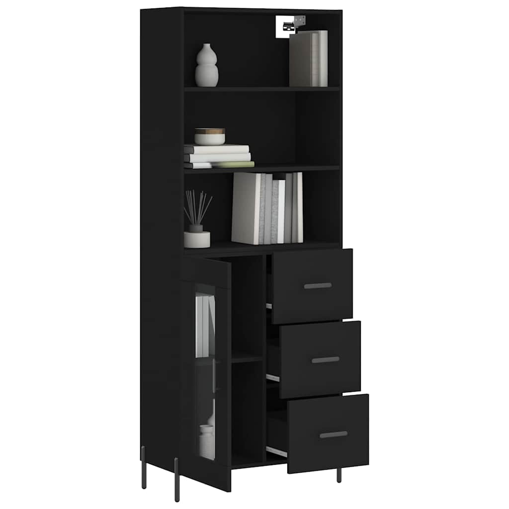 Highboard Black 69.5x34x180 cm Engineered Wood