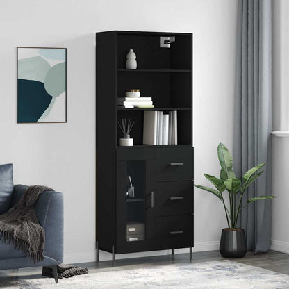 Highboard Black 69.5x34x180 cm Engineered Wood