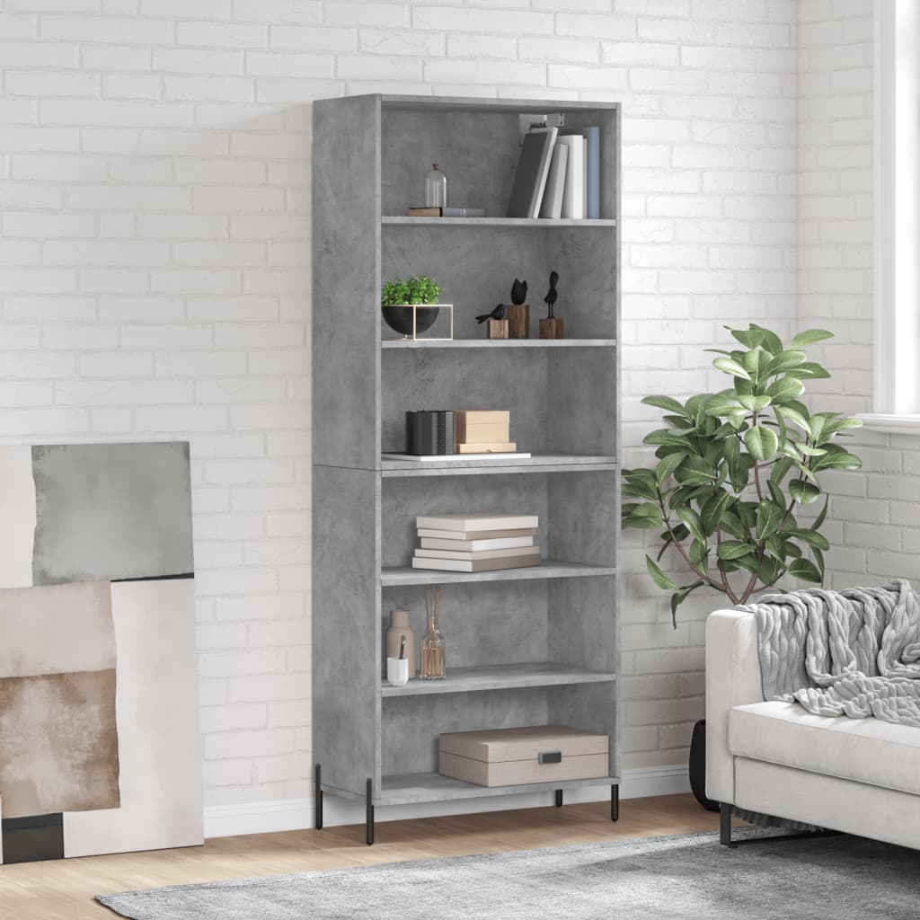 Highboard Concrete Grey 69.5x32.5x180 cm Engineered Wood