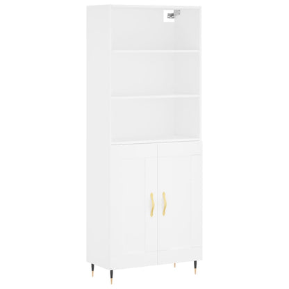 Highboard White 69,5x34x180 cm Engineered Wood