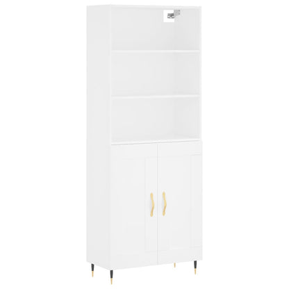 Highboard White 69,5x34x180 cm Engineered Wood