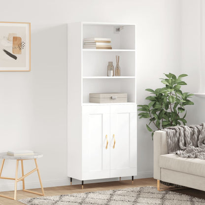 Highboard White 69,5x34x180 cm Engineered Wood