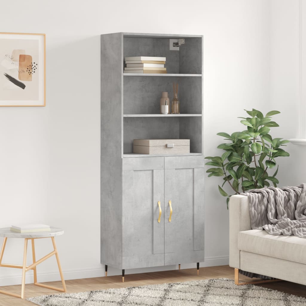 Highboard Concrete Grey 69,5x34x180 cm Engineered Wood