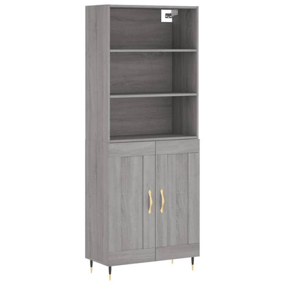 Highboard Grey Sonoma 69,5x34x180 cm Engineered Wood