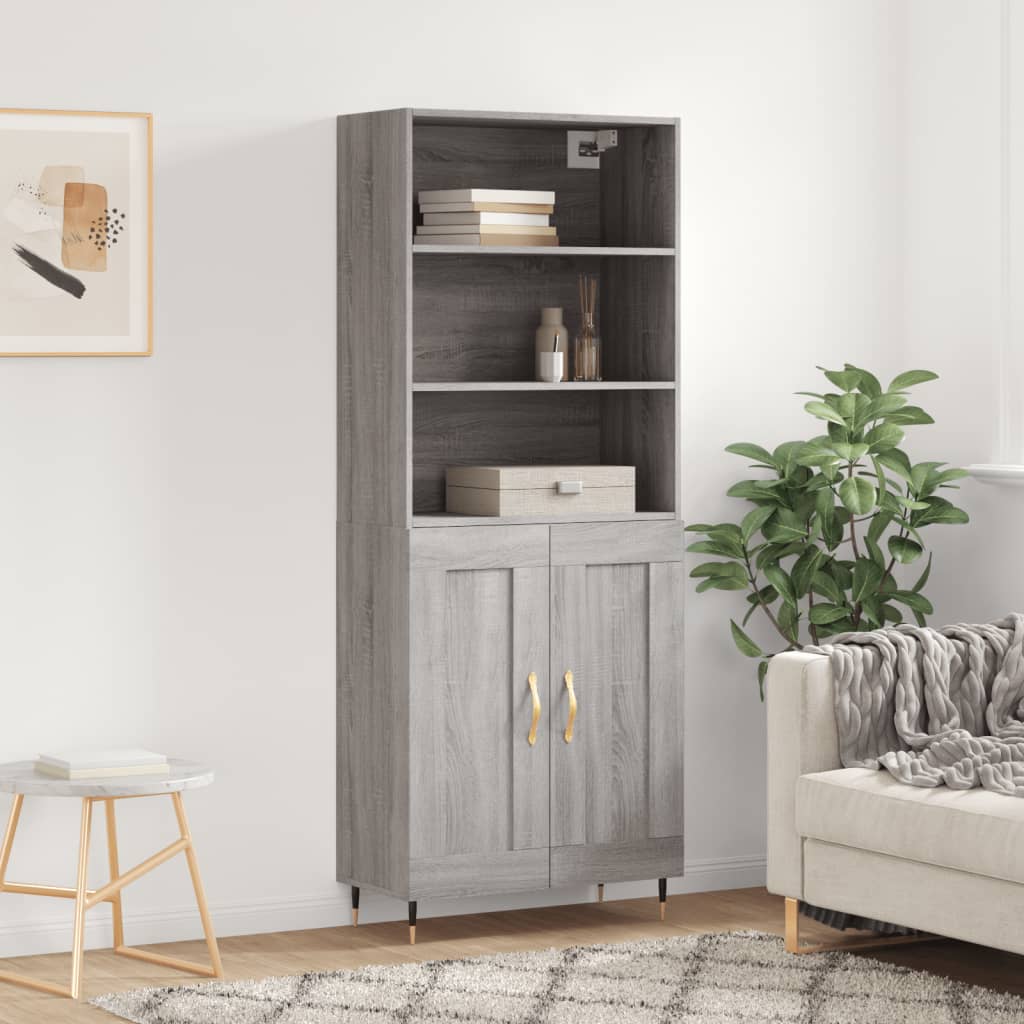 Highboard Grey Sonoma 69,5x34x180 cm Engineered Wood