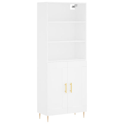 Highboard White 69.5x34x180 cm Engineered Wood