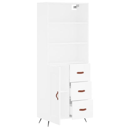 Highboard White 69,5x34x180 cm Engineered Wood