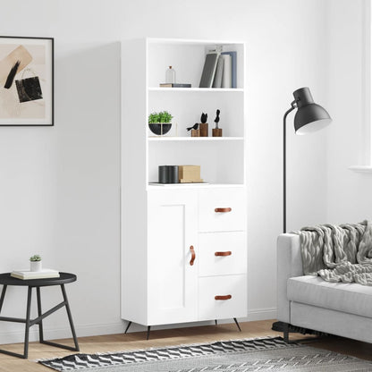 Highboard White 69,5x34x180 cm Engineered Wood
