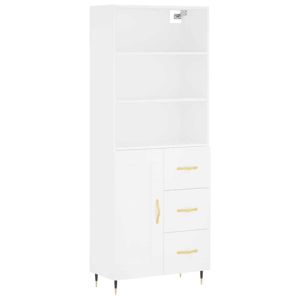 Highboard White 69,5x34x180 cm Engineered Wood