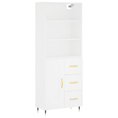 Highboard White 69,5x34x180 cm Engineered Wood
