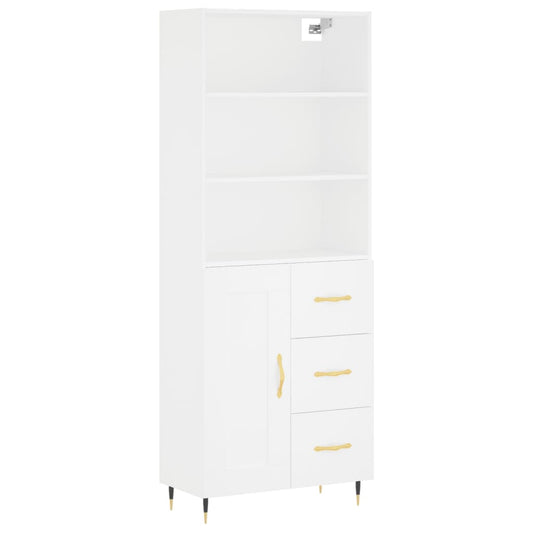 Highboard White 69,5x34x180 cm Engineered Wood