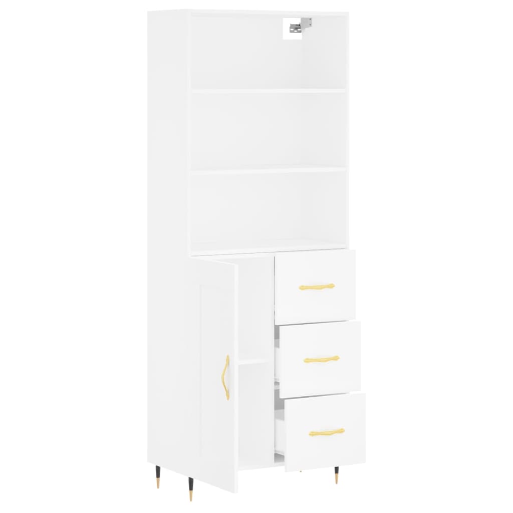 Highboard White 69,5x34x180 cm Engineered Wood