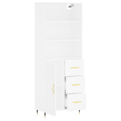 Highboard White 69,5x34x180 cm Engineered Wood