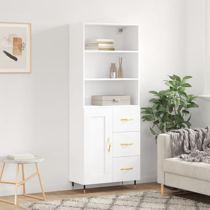Highboard White 69,5x34x180 cm Engineered Wood