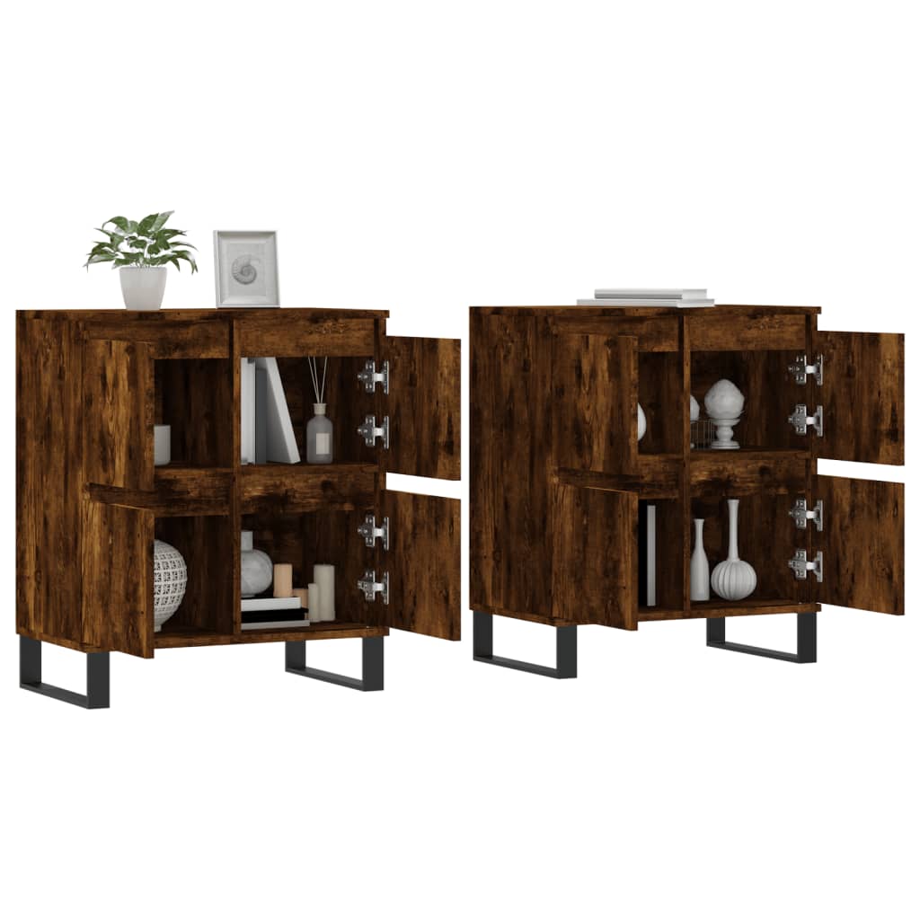 Sideboards 2 pcs Smoked Oak Engineered Wood