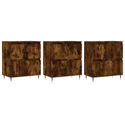 Sideboards 3 pcs Smoked Oak Engineered Wood
