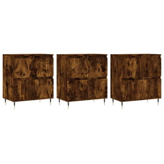 Sideboards 3 pcs Smoked Oak Engineered Wood