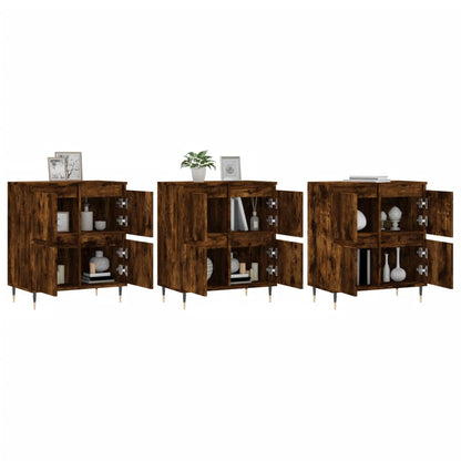 Sideboards 3 pcs Smoked Oak Engineered Wood