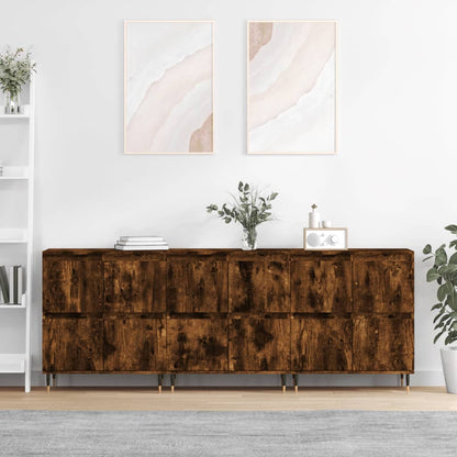 Sideboards 3 pcs Smoked Oak Engineered Wood