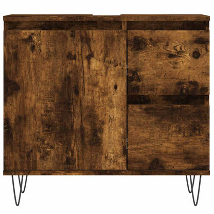 3 Piece Bathroom Furniture Set Smoked Oak Engineered Wood