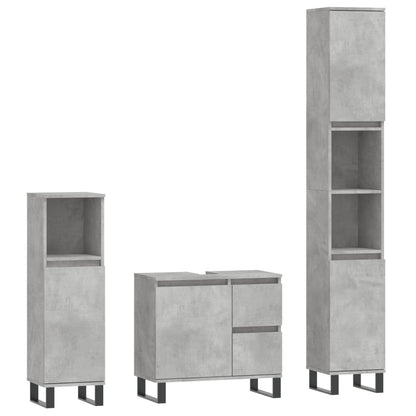 3 Piece Bathroom Furniture Set Concrete Grey Engineered Wood