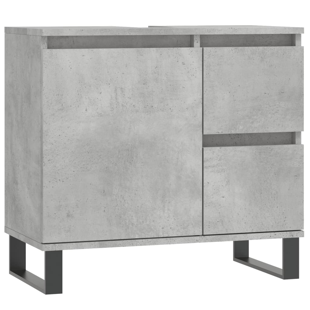 3 Piece Bathroom Furniture Set Concrete Grey Engineered Wood