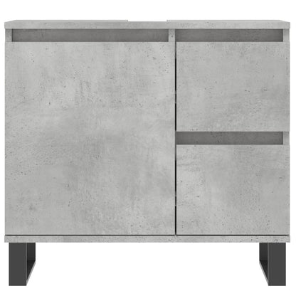 3 Piece Bathroom Furniture Set Concrete Grey Engineered Wood