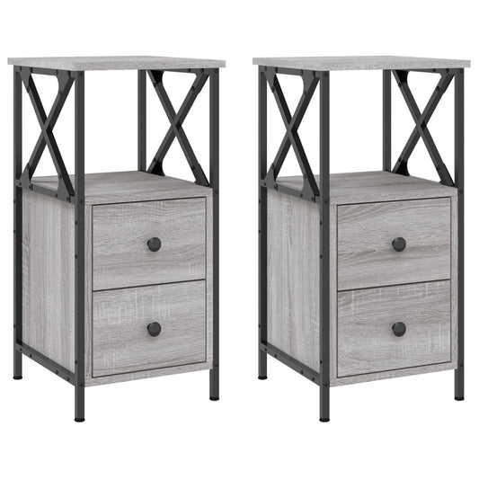 Bedside Cabinets 2 pcs Grey Sonoma 34x35,5x70 cm Engineered Wood