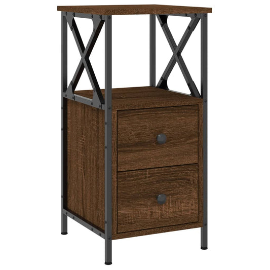 Bedside Cabinet Brown Oak 34x35.5x70 cm Engineered Wood