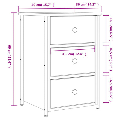 Bedside Cabinet Grey Sonoma 40x36x60 cm Engineered Wood