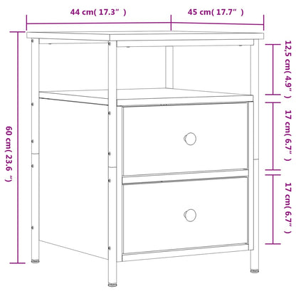 Bedside Cabinet Smoked Oak 44x45x60 cm Engineered Wood